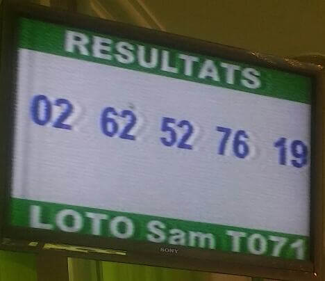 Résultats Lotto Sam tirage 71 du 03 Novembre 2018