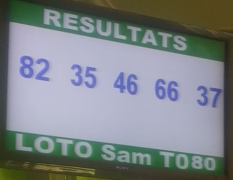 Les Résultats du tirage 80 du lotto SAM de ce 05 Janvier 2019