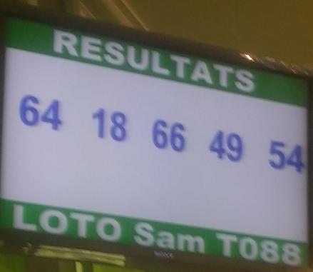 Résultats du lotto SAM tirage 88