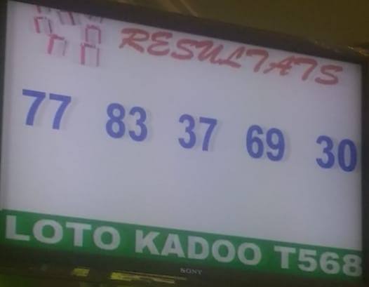 Numéros gagnants ou résultats du lotto Kadoo tirage 568.
