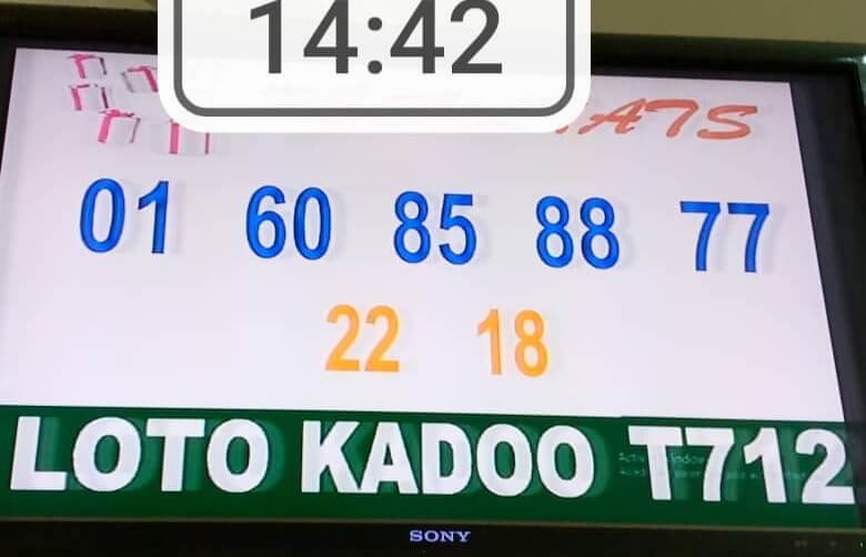 Résultats du loto KADOO tirage 712