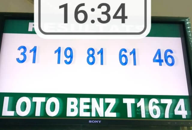 Résultats ou numéros gagnants du loto Benz tirage 1674