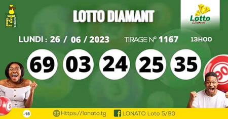 Résultats du lotto Diamant tirage 1167