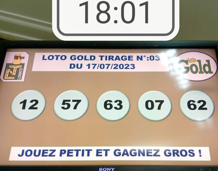 Résultats Loto Gold tirage n°0003