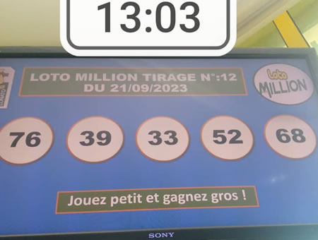 Résultats Loto MILLION tirage n°12