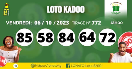 Résultats du loto Kadoo tirage 772