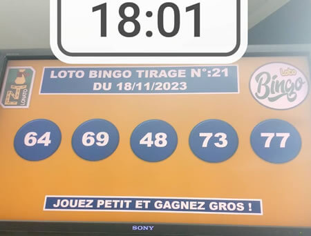 Résultats du Loto Bingo tirage 21