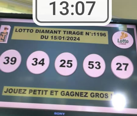 Résultats du lotto Diamant tirage 1196