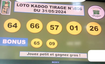 Résultats du loto Kadoo tirage 806