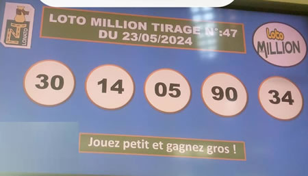 Résultats du loto Million tirage 47