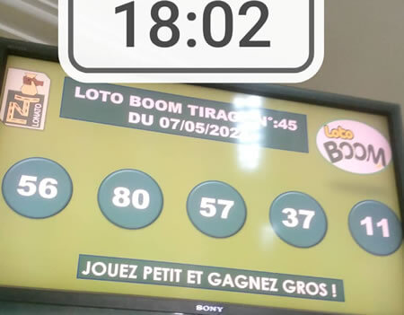 Résultats du loto BOOM tirage 45