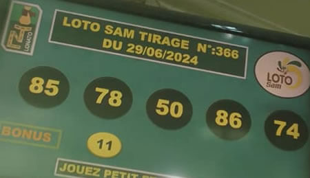 Résultats du loto SAM tirage 366