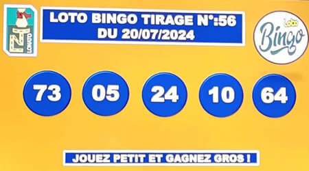 Résultats du loto BINGO tirage n° 56