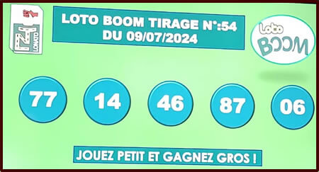 Résultats du loto BOOM tirage 54