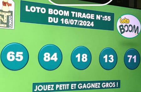 Résultats du loto BOOM tirage 55