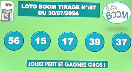 Résultats du loto BOOM tirage 57