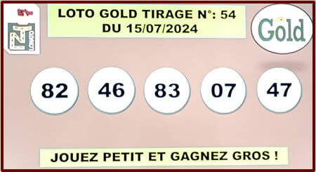 Résultats Loto Gold tirage 54