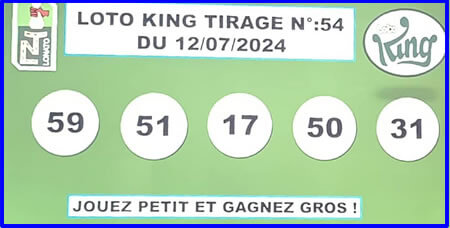 Résultats du loto KING tirage 54