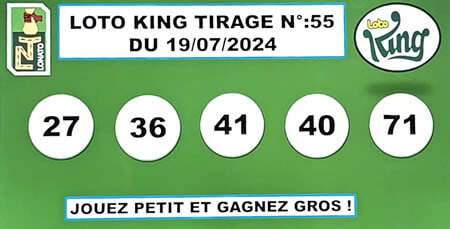 Résultats du loto KING tirage 55