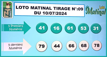 Résultats du loto Matinal tirage n° 9