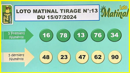 Résultats du loto Matinal tirage n° 13