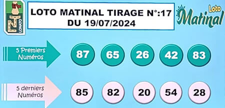 Résultats du loto Matinal tirage 17