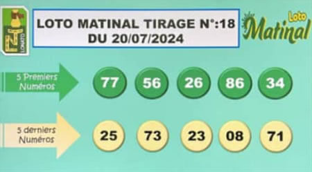 Résultats du loto Matinal tirage 18