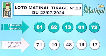 Résultats du loto Matinal tirage 20