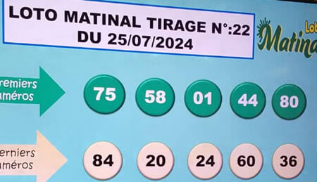 Résultats du loto Matinal tirage 22