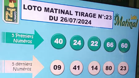 Résultats du loto Matinal tirage 23