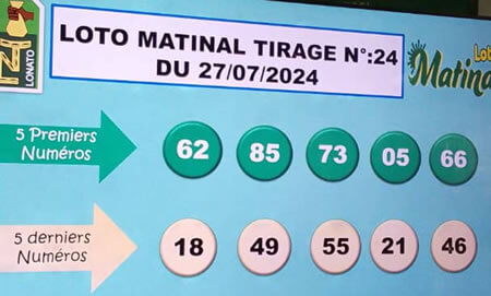 Résultats du loto Matinal tirage 24