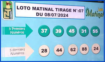 Résultats du loto Matinal tirage n° 07