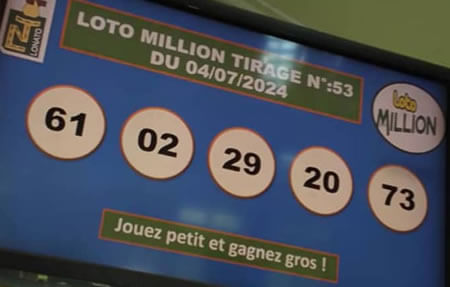 Résultats du loto Million tirage 53