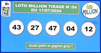 Résultats du loto Million tirage 54