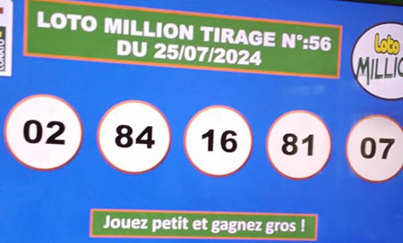 Résultats du loto Million tirage 56