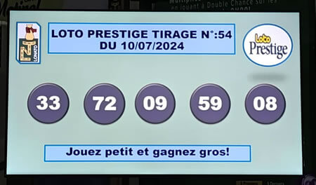 Résultats du loto PRESTIGE tirage 54