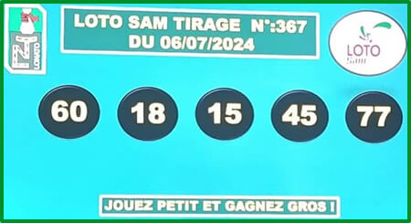 Résultats du loto SAM tirage 367