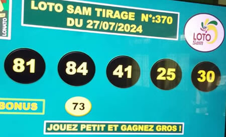 Résultats du loto SAM tirage 370