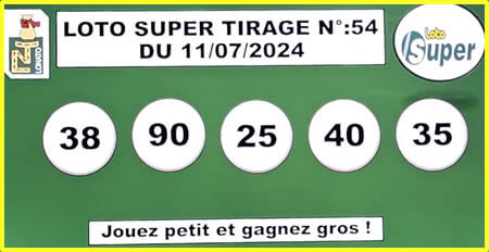 Résultats du loto Super tirage 54