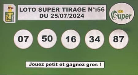 Résultats du loto Super tirage 56