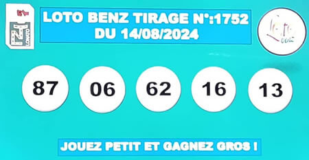 Résultats du loto Benz tirage 1752