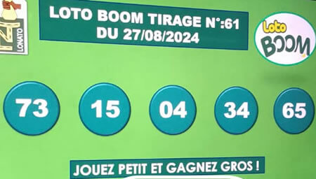 Résultats du loto BOOM tirage 61