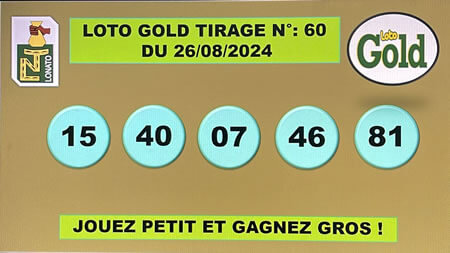 Résultats Loto Gold tirage 60