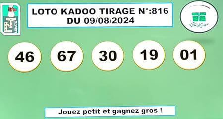 Résultats du loto Kadoo tirage 816