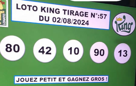 Résultats du loto KING tirage 57