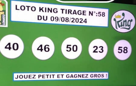 Résultats du loto KING tirage 58