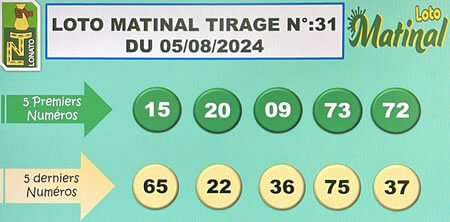 Résultats du loto Matinal tirage 31