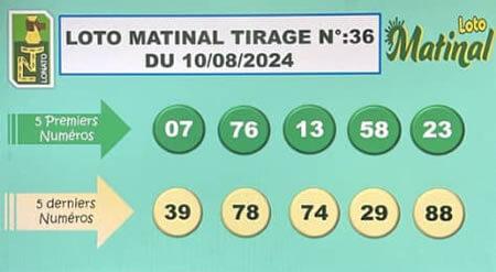 Résultats du loto Matinal tirage 36