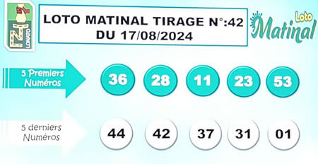 Résultats du loto Matinal tirage 42