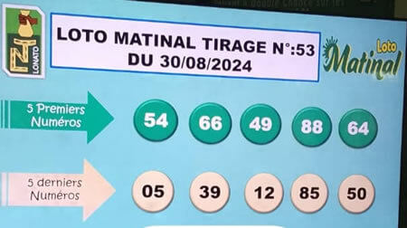 Résultats du loto Matinal tirage 53